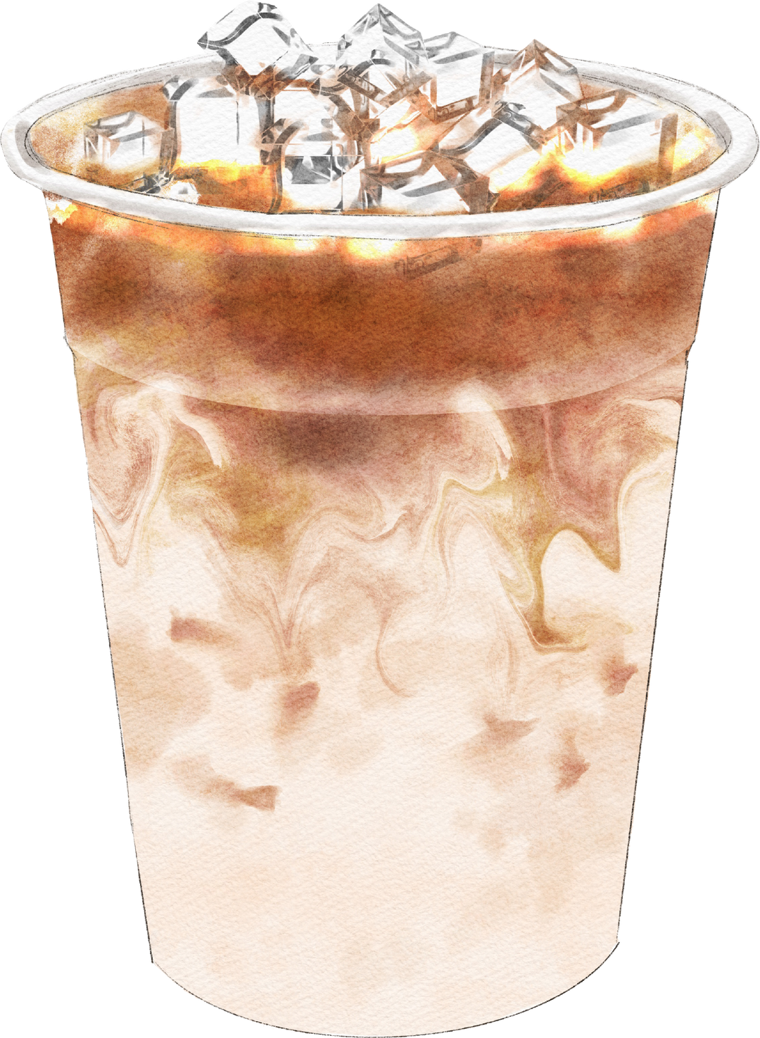 watercolor illustration iced-latte
