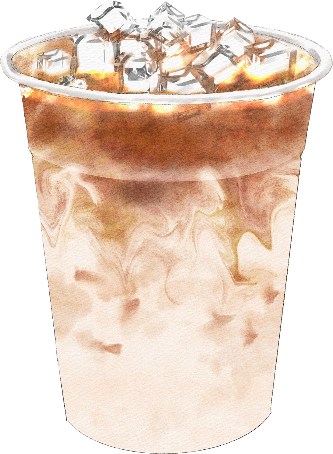 watercolor illustration iced-latte